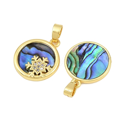 Natural Paua Shell Pendants KK-D005-05G-1