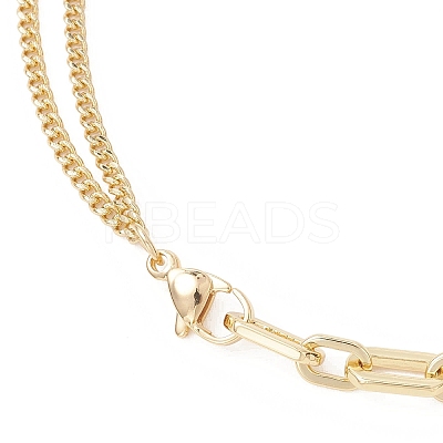 Natural Pearl Round Tassel Brass Twisted Chain Cable Chain Lariat Necklaces NJEW-JN05843-1