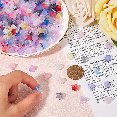 500Pcs 10 Colors Two Tone Acrylic Bead Caps MACR-SC0001-68-1