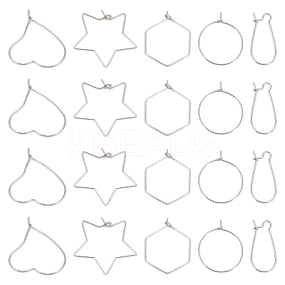 150Pcs 5 Style 304 Stainless Steel Hoop Earring Findings STAS-UN0050-92-1