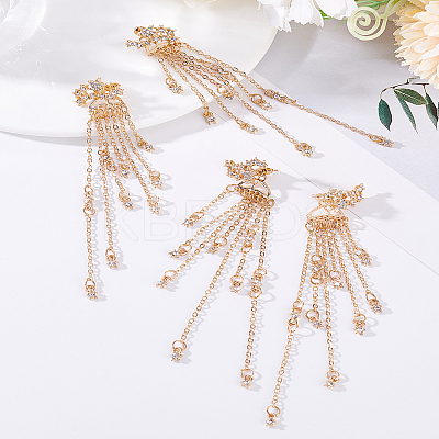 2 Pairs Star Alloy Rhinestone Dangle Stud Earrings for Women EJEW-LP0001-77G-1