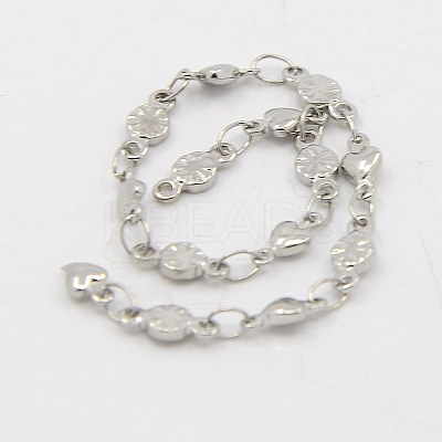 Tarnish Resistant 3.28 Feet 304 Stainless Steel Flower Chains X-CHS-K001-47-1