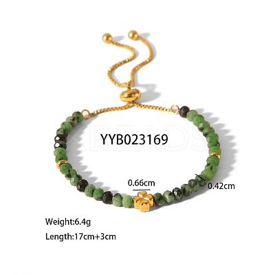 Adjustable Natural Round Ruby in Zoisite Beads Slider Bracelets LF2079-2-1