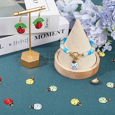 30Pcs 5 Colors Alloy Enamel Pendant Rhinestone Settings ENAM-SC0004-91-1