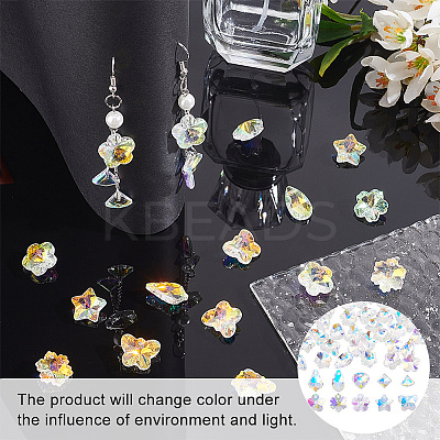 60Pcs 10 Style Faceted Glass Pendants GLAA-GA0001-62-1