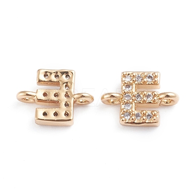 Brass Micro Pave Cubic Zirconia Letter Links ZIRC-I042-16G-E-1