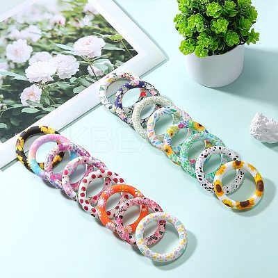 5Pcs Ring Food Grade Eco-Friendly Silicone Focal Beads JX894O-1