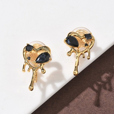 Brass Micro Pave Cubic Zirconia Clip-on Earrings EJEW-K286-11G-1