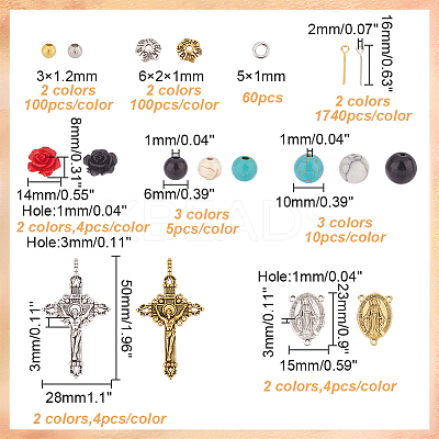 DIY Rosary Beaded Style Necklaces Bracelet Making Finding Kit DIY-AR0003-73-1