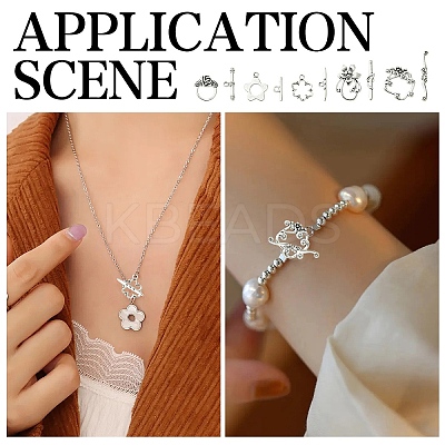 20Pcs 5 Styles Flower Tibetan Style Alloy Toggle Clasps FIND-YW0005-24-1