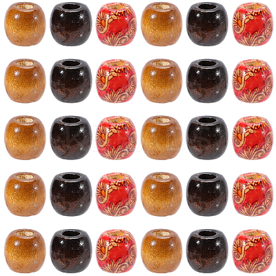 90pcs 3 Colors Dyed Natural Wood Beads WOOD-PA0001-26-1