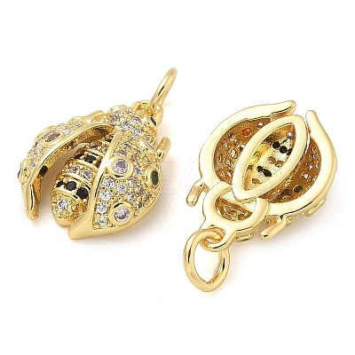 Ladybug Rack Plating Brass Micro Pave Cubic Zirconia Pendants KK-Z053-03G-1