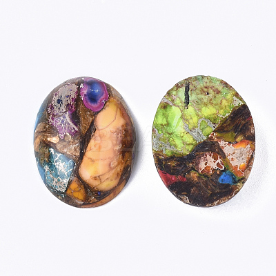 Assembled Synthetic Imperial Jasper and Bronzite  Cabochons G-S329-080F-1