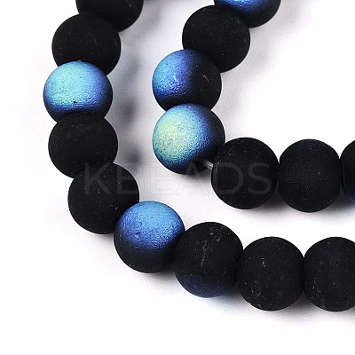 Frosted Opaque Glass Beads Strands GLAA-T032-P6mm-MBB01-1