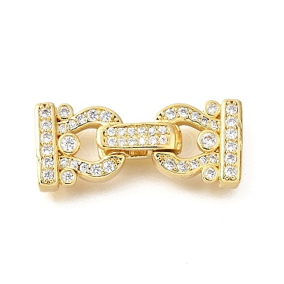 Arch Brass Micro Pave Clear Cubic Zirconia Fold Over Clasps KK-V008-22G-1