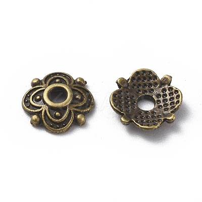 4-Petal Tibetan Style Alloy Flower Bead Caps X-TIBE-S222-AB-NR-1