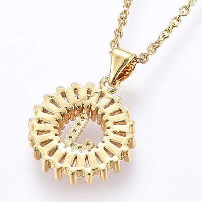 Brass Micro Pave Cubic Zirconia Initial Pendant Necklaces NJEW-H486-30G-J-1