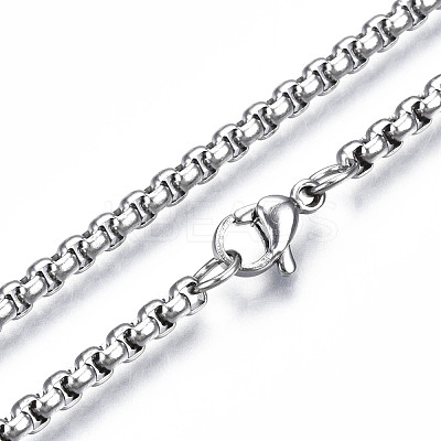 Non-Tarnish 201 Stainless Steel Box Chains Necklace with Lobster Claw Clasps for Men Women STAS-T062-01-1