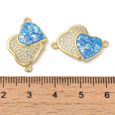 Rack Plating Brass Micro Pave Clear Cubic Zirconia Connector Charms KK-P268-20G-03-1