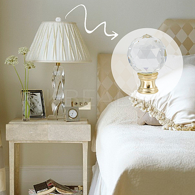Glass Crystal Lamp Finials with Iron Finish Base FIND-WH0148-176B-1