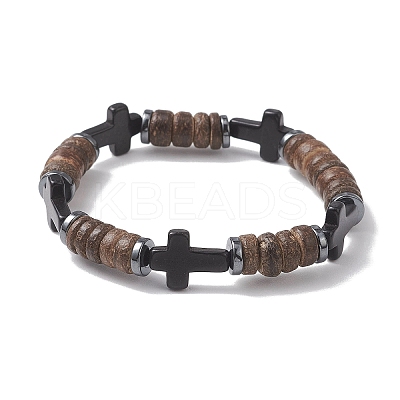 Cross Synthetic Turquoise Bracelets BJEW-JB13018-1