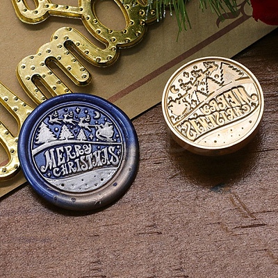 Merry Christmas Series Wax Seal Brass Stamp Head LS-AJEW-M037-01G-04-1