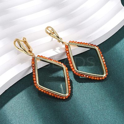 Rack Plating Brass Cubic Zirconia Rhombus Hoop Earrings EJEW-L303-02G-1