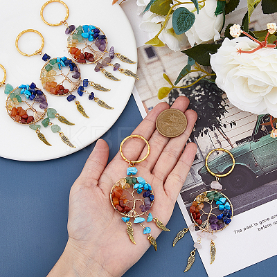 5Pcs 5 Style Gemstone Keychain KEYC-NB0001-68-1