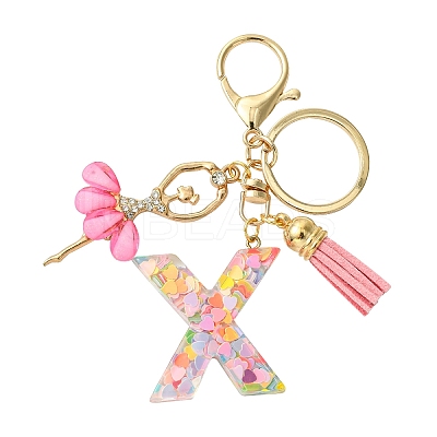 Letter A~Z Transparent Glitter Resin Pendant Keychains KEYC-FZ00024-24-1
