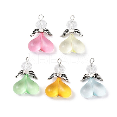 50Pcs 5 Colors Acrylic & Glass Pendants PALLOY-JF02303-01-S-1