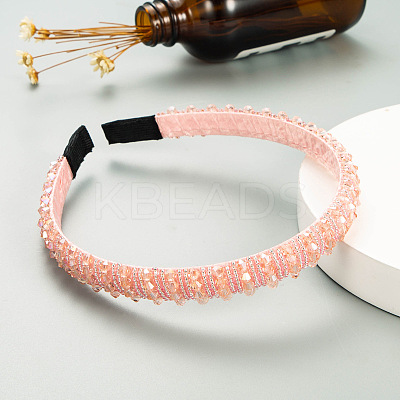 Bling Bling Glass Beaded Hairband OHAR-PW0007-27F-1