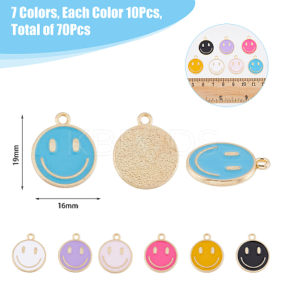 70Pcs 7 Colors Alloy Enamel Pendants ENAM-FH0001-73-1