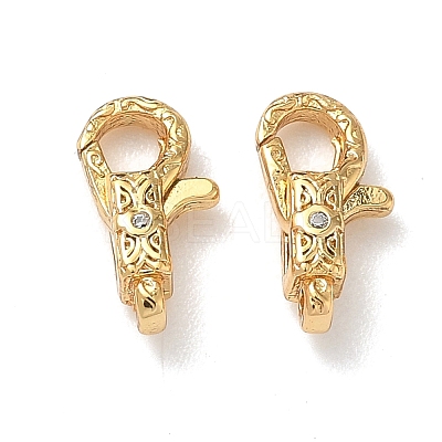 Textured Brass Micro Pave Cubic Zirconia Lobster Claw Clasps KK-Z136-22G-02-1