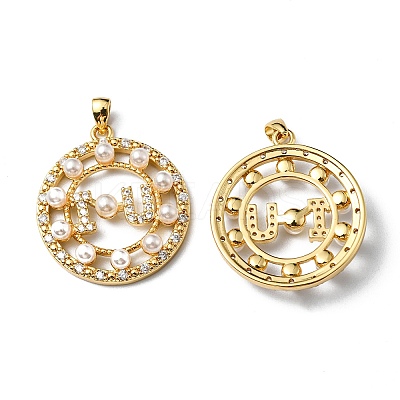 Plastic Imitation Pearl Pendants KK-P235-10G-1