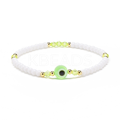 Resin Evil Eye & Acrylic Beaded Stretch Bracelet for Women BJEW-JB08609-03-1