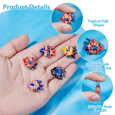 22Pcs 11 Colors Handmade Porcelain Beads PORC-HS0001-06-1