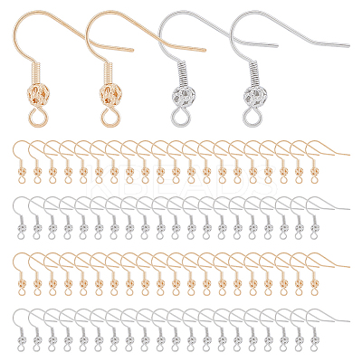 140Pcs 2 Colors Brass French Hooks with Coil and Ball KK-DC0003-28-1