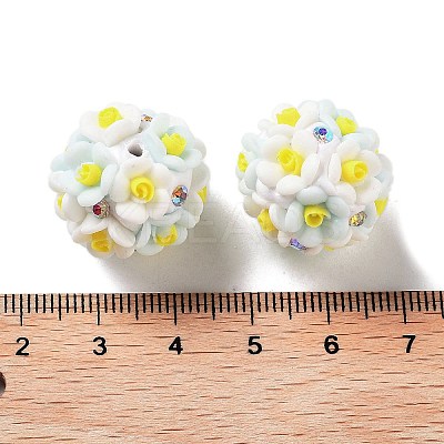 Luminous Polymer Clay Rhinestone Flower Beads RESI-C048-01A-1