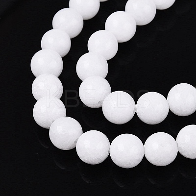 Dyed Natural White Jade Round Bead Strands G-Q937-20-1