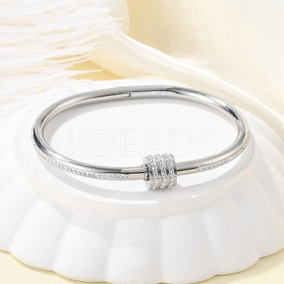 304 Stainless Steel Rhinestone Bangles for Women BJEW-Z092-04P-1