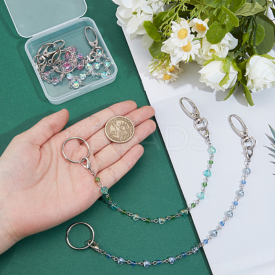 4Pcs Glass Beads Keychain KEYC-NB00026-1
