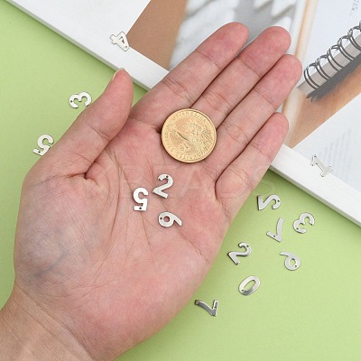 Tarnish Resistant 201 Stainless Steel Number Charms STAS-S035-M-1