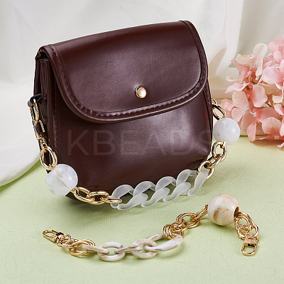 2Pcs 2 Style Oval & Round Beads Acrylic Bag Handle FIND-GN0001-16C-1
