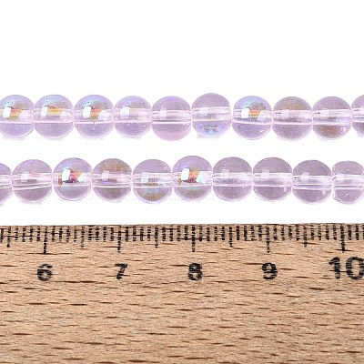 Transparent Electroplate Glass Beads Strands EGLA-Q132-6MM-01A-12-1