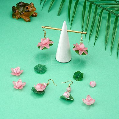14 Pieces 7 Styles Acrylic Lotus Charm Pendant Colorful Flower Leaf Charm Plants Charm Pendant for Jewelry Earring Bracelet Making Crafts JX564A-1