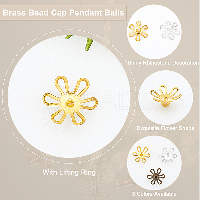 120Pcs 3 Colors Brass Bead Cap Pendant Bails KK-PH0004-86-1
