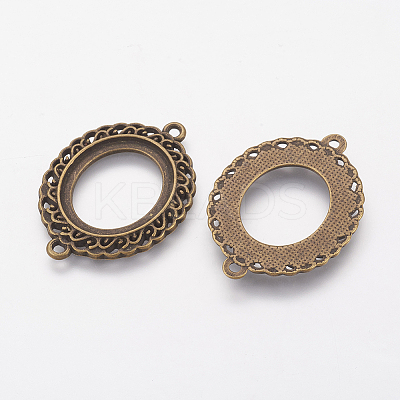 Tibetan Style Links Cabochon Bezel Open Back Settings X-TIBEP-R002-AB-LF-1