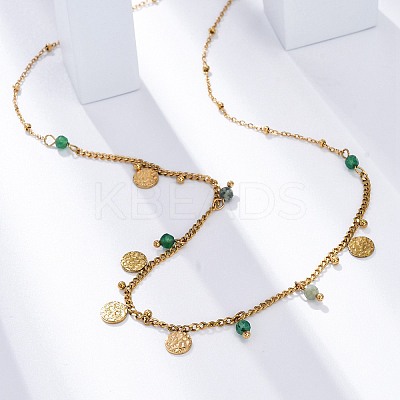 304 Stainless Steel Rhinestone Disc Bib Necklaces NJEW-U026-02G-1