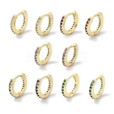 Brass Pave Cubic Zirconia Hoop Earrings for Women EJEW-L269-122G-1