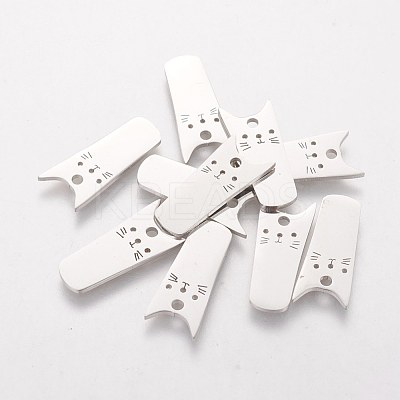 Non-Tarnish 201 Stainless Steel Kitten Pendants STAS-Q201-T412-1